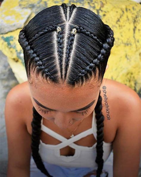 With limitless styling options, cornrow braids can be achieved with different types of haircuts. two-braids-feed-in-cornrows-11 | Goddess braid styles ...