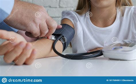 Tonometer Measuring Blood Pressure Sick Child Doctor Consulting Kids