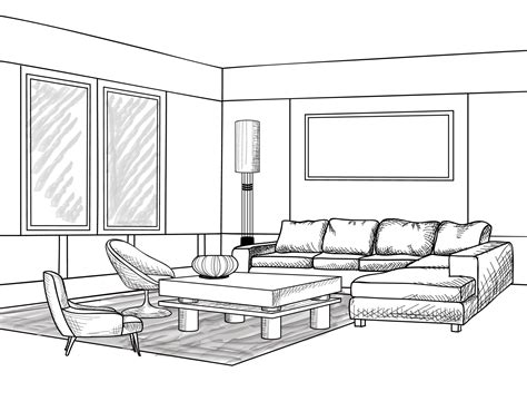 Living Room Sketch Drawing Baci Living Room