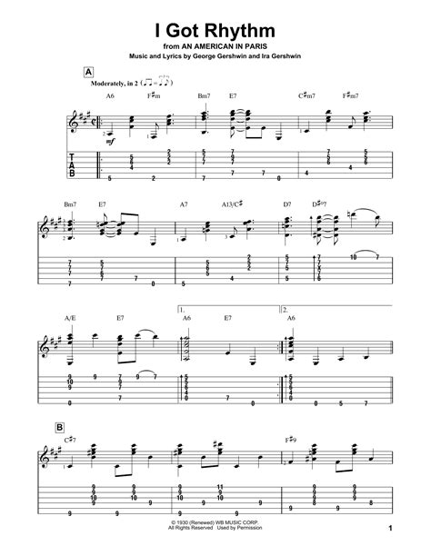 Ira Gershwin I Got Rhythm Sheet Music Notes Chords Download Printable