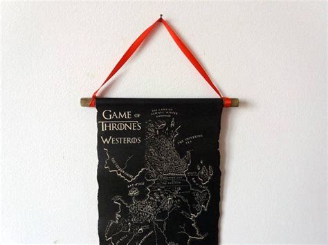Game Of Thrones Black Map Scroll Westeros Map Got Map Poster Etsy