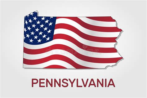 Map Of The State Of Pennsylvania In Combination With A Waving The Flag