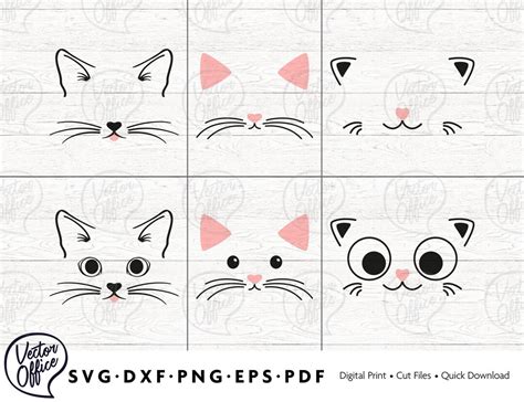 Cat Face Svg Kitten Whiskers Svg Cat Face Clipart Kitty Cat Svg Cat