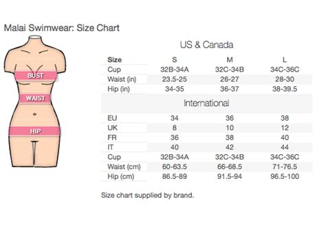 Size Chart For Praver Swimwear Bikinis Praver Swimwear Labb By Ag