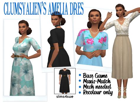 Clumsyaliens Amelia Dress From Sims 4 Sue • Sims 4 Downloads