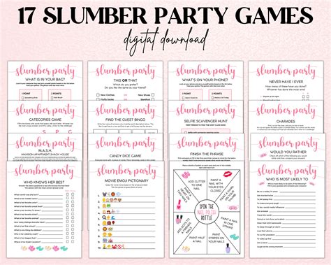 Slumber Party Games Sleepover Party Birthday Party Games Etsy