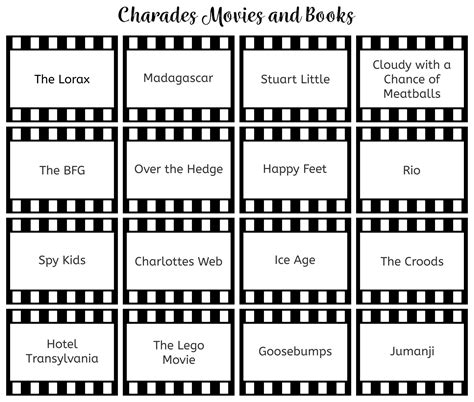 10 Best Printable Charades Movie Lists Printableecom Images