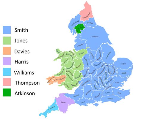 Most Common Surnames In England Wales From The Census Px Px MapPorn
