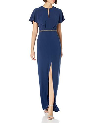 Halston Heritage Womens Empire Embellished Insert Gown Navy 14