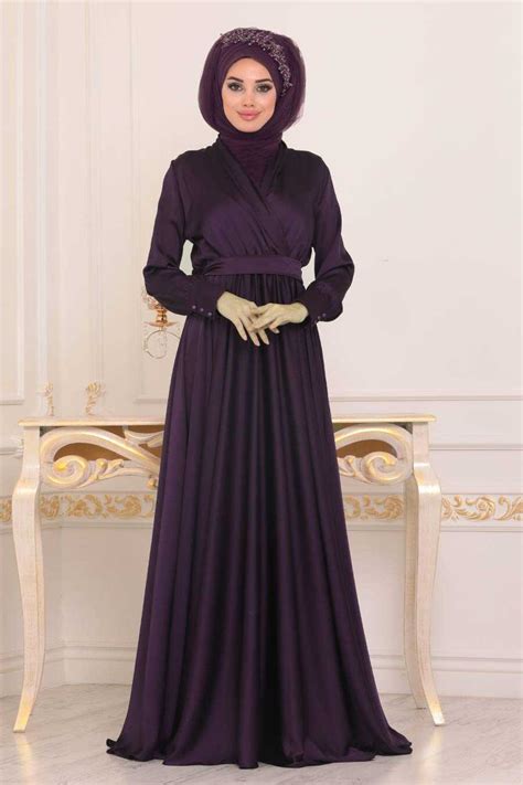 Purple Hijab Evening Dress 1418mor Neva