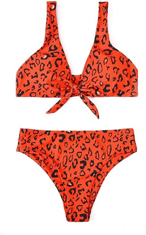 Leopard Print Bikini Suit Ladies Sexy Split Swimsuit Uk Clothing