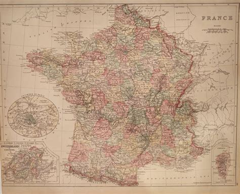 1890 Map Of France Etsy