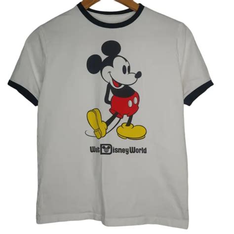Disney Parks Authentic Original Mickey Mouse Youth Xl T Shirt White Black Ringer £1205