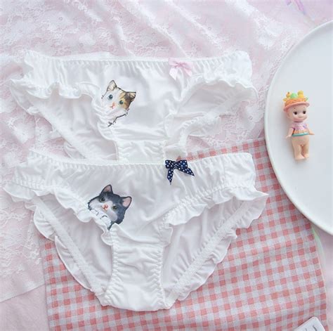 Tiny Cat Face Panties Petplay Underwear White Frilly Ddlg Playground
