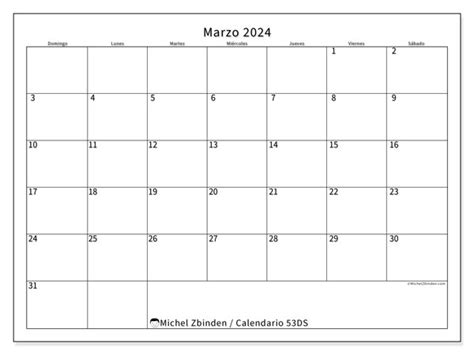 Calendario Marzo De 2024 Para Imprimir “47ds” Michel Zbinden Es