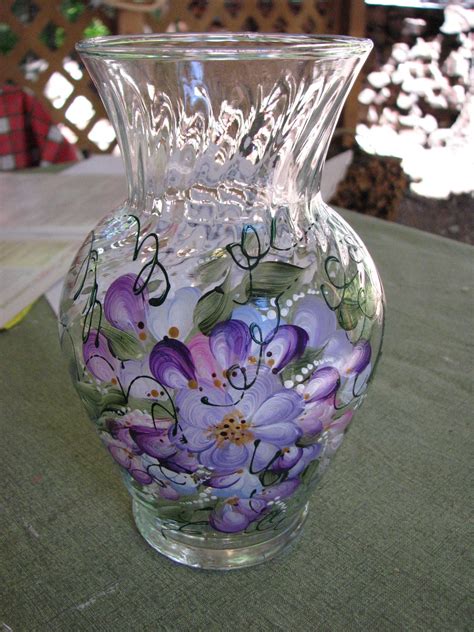 Pin By Kathy Inglis On Painted Vases Painting Glass Jars Painted Glass Vases Hand Painted