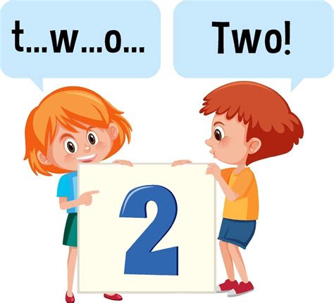 Cartoon Character Of Two Kids Spelling The Number Two 3100436 Vector
