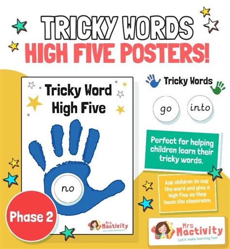 Phase 2 Tricky Words High Five Posters Primary Teaching Resources