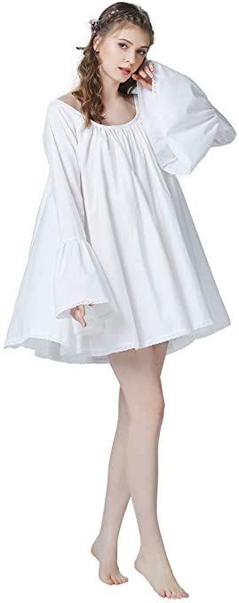 Beautelicate Womens Victorian Cotton Nightie Short Nightgown Oversized