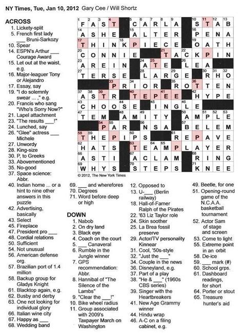 Free Monday New York Times Crossword Puzzles