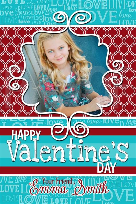 Valentine Photo Card Custom 4x6 Printable Card Download Red And