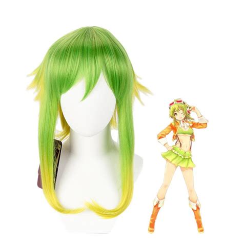 Wholesale Vocaloid Gumi Megpoid Wig Cosplay Golden Green Ombre Short