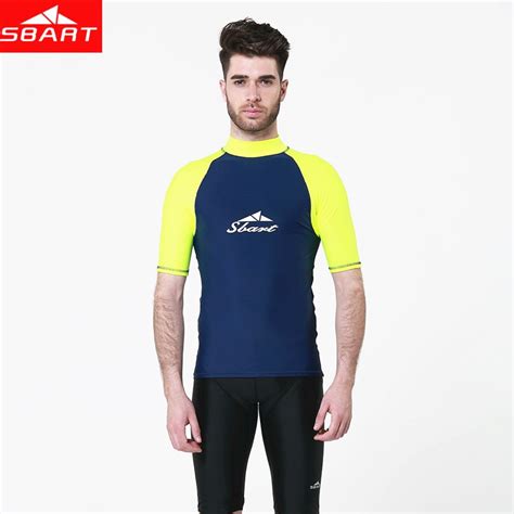 Sbart Men Lycra Surf Short Sleeve Rash Guard Anti Uv Quick Dry Surf