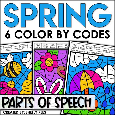 Spring Color By Code Parts Of Speech Appletastic Learning