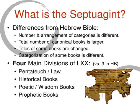 Ppt Hebrew Bible Hb And Septuagint Lxx And Old Testament Ot
