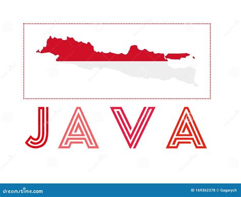 Java Logo Map Of Java With Island Name And Flag Stock Vector