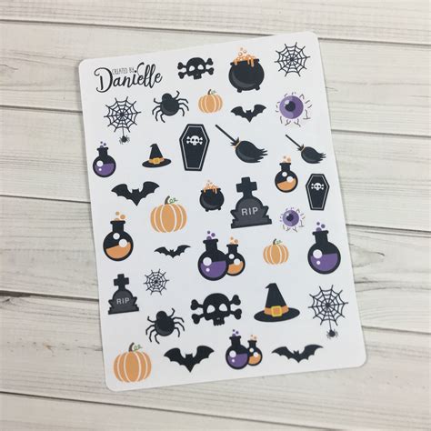 Halloween Planner Sticker Set October Planner Stickers Fall Etsy