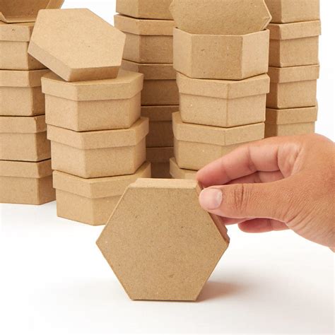 Bulk Small Paper Mache Hexagon Boxes Paper Mache Basic Craft