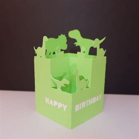 Dinosaur 3d Pop Up Card Dinosaur Card Svg 3d Papercut Svg Etsy Uk