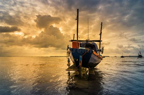 Fishing Sea Boat And Sunrise Stock Photo Image Of Sunrise Ocean