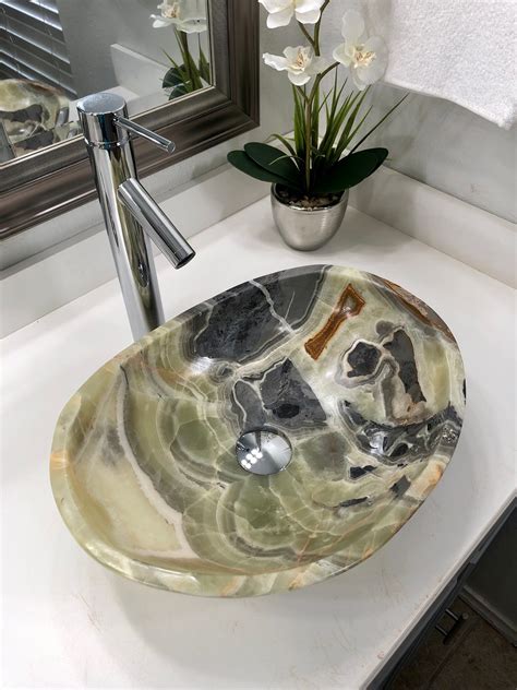 Onyx Stone Vessel Sink Natural Stone Bathroom Vessel Sink Etsy