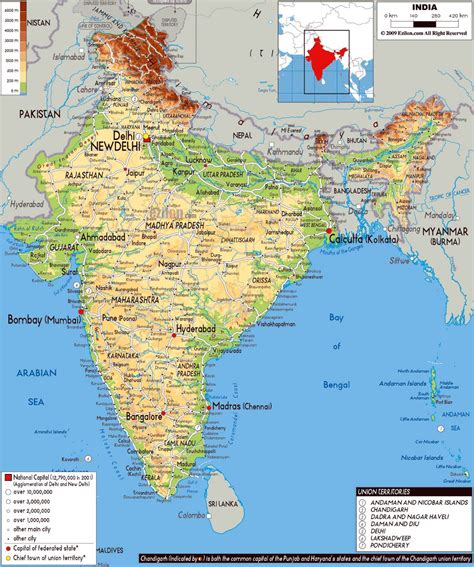 Grande Mapa Físico De La India Con Carreteras Ciudades Y Aeropuertos