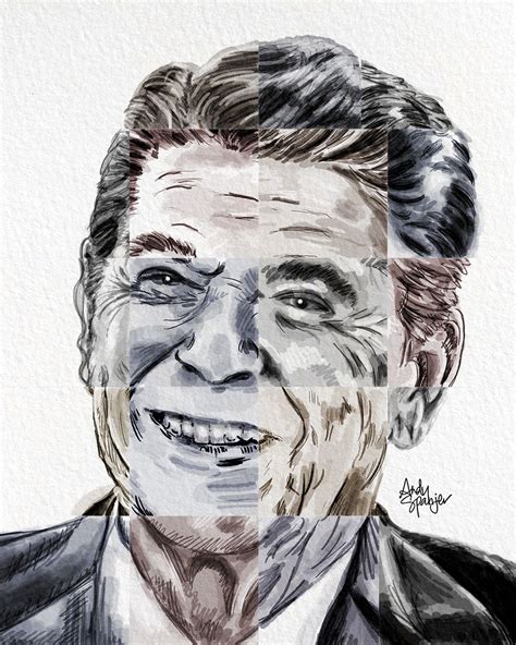 Patchwork Portrait Of Ronald Reagan By Andy Spanjer Portrait Digital