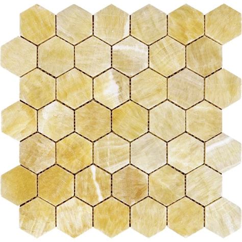 Honey Onyx 2x2 Hexagon Polished Mosaic Tile