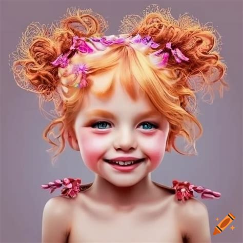 Colorful Illustration Of Cute Smiling Girls With Unique Embellishments