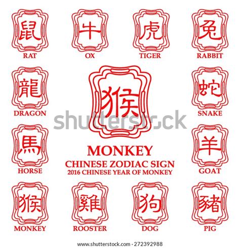 Chinese Zodiac Symbols Design Stock Vector Royalty Free 272392988