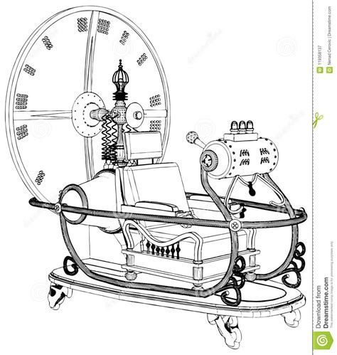 Máquina De Tiempo Aislada En El Vector Blanco Del Fondo Ilustración del