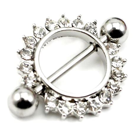 1 Pcs Amazing Stainless Steel Love Nipple Shield Bar Ring Body Piercing Clear Crystal Sunflower