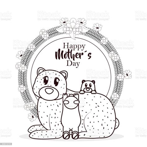 Happy Mothers Day Card With Cute Animals Stock Illustration Download