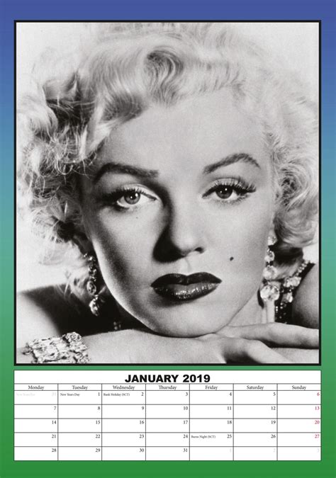 Marilyn Monroe Calendar Photo Printable Calendar