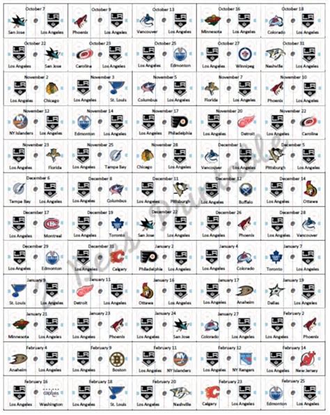 Items Similar To Printable Los Angeles Kings 201516 Schedule Stickers