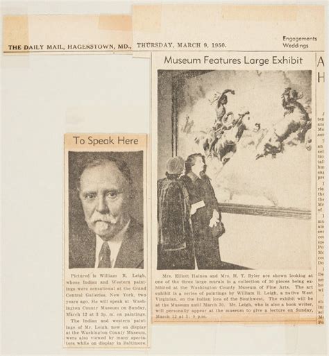 Newspaper clipping "Museum Features Large Exhibit" from the Daily Mail