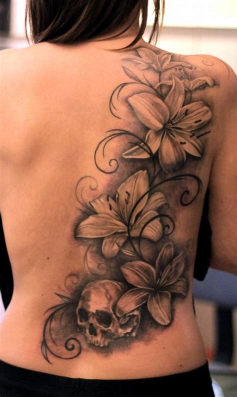 Skull And Flowers Back Tattoo Tattoomagz › Tattoo Designs Ink Works