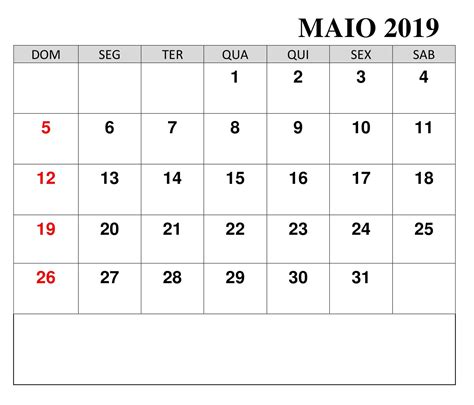 Pin Em Calendário Maio 2019 Para Imprimir