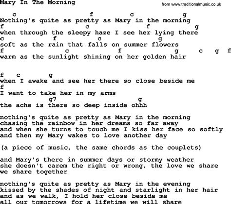Mary In The Morning By Elvis Presley Lyrics And Chords