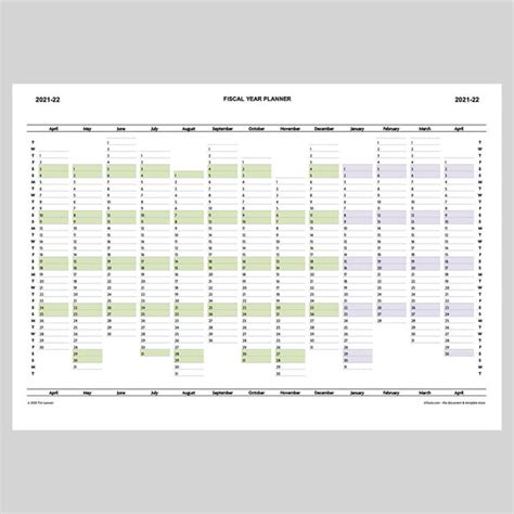 2021 22 Fiscal Year Planner Download Calendar Printable April April